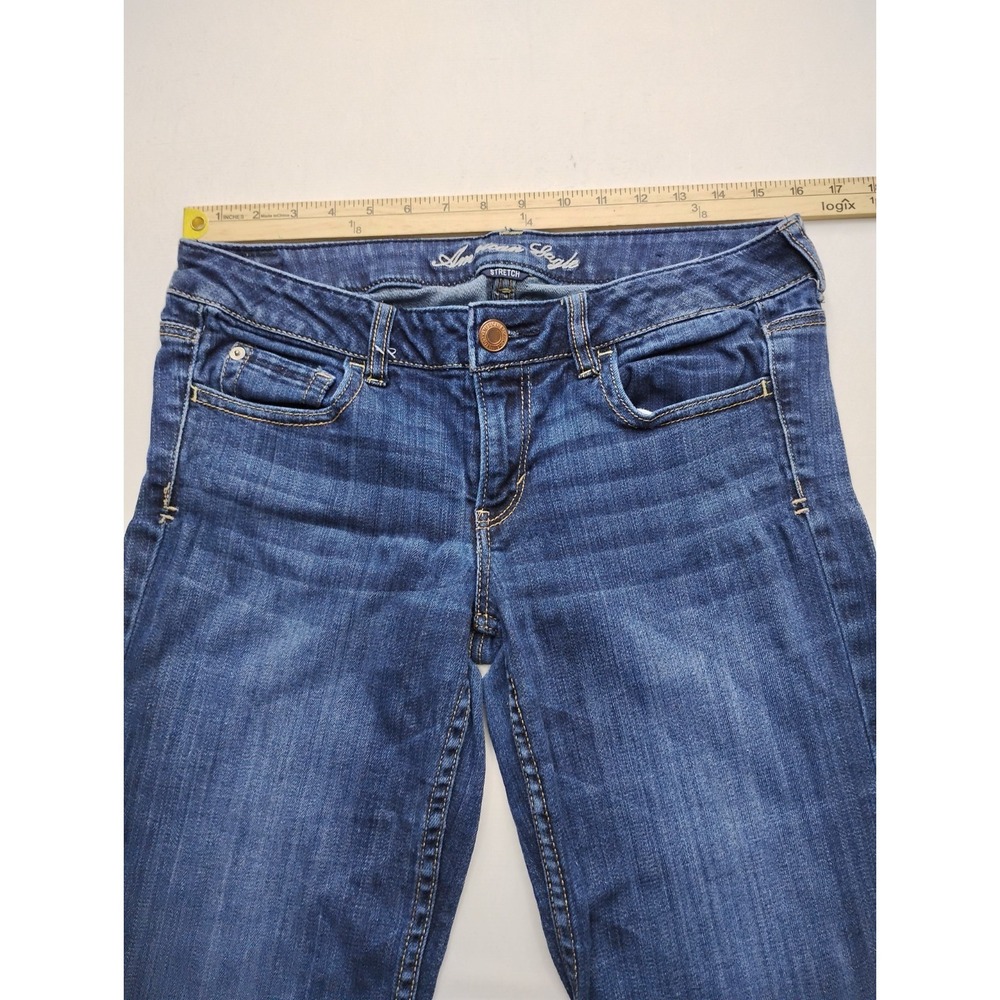 American Eagle AE Hipster Low Rise Boot Vintage Y2K Blue Pants Wide Leg Size 10 - Picture 13 of 16